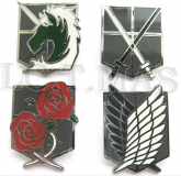 Set Broches Shingeki no Kyojin 4 peças